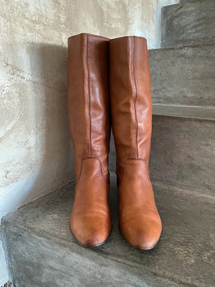 Bottes plates marron en cuir 38 - photo numéro 3