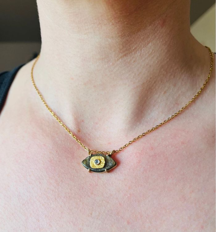 Collier talisman œil Labradorite - photo numéro 2