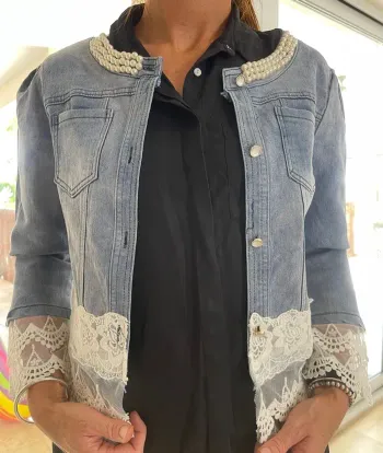 Blouson jean avec dentelles Wutongyu