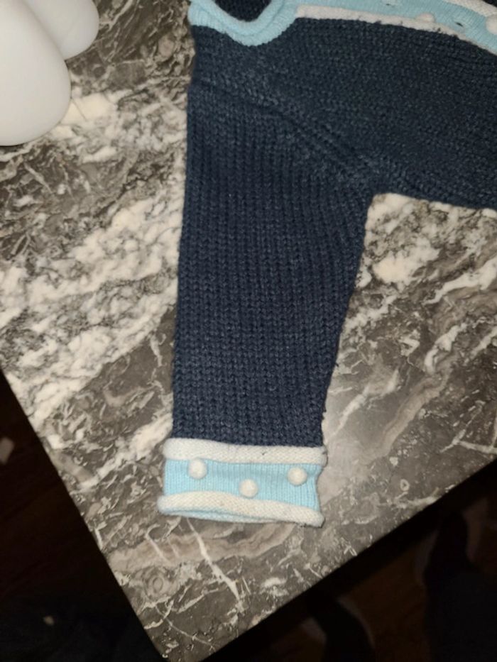 Gilet 3 pommes bleu t.9 mois 71 cm - photo numéro 3