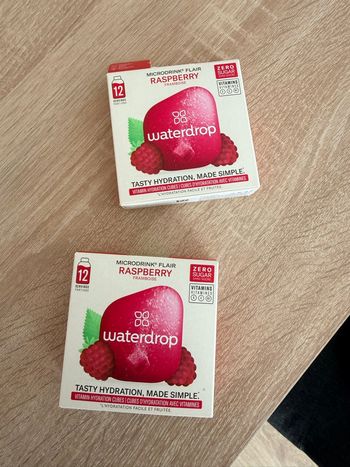 Lots de 2 boîtes de pastilles à la framboise Waterdrop 