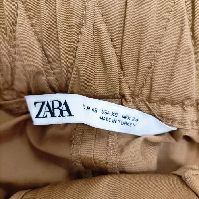 Pantalon large style jort camel ZARA taille haute ceinture corde T34 100 % coton coupe fluide A1268 - photo numéro 10