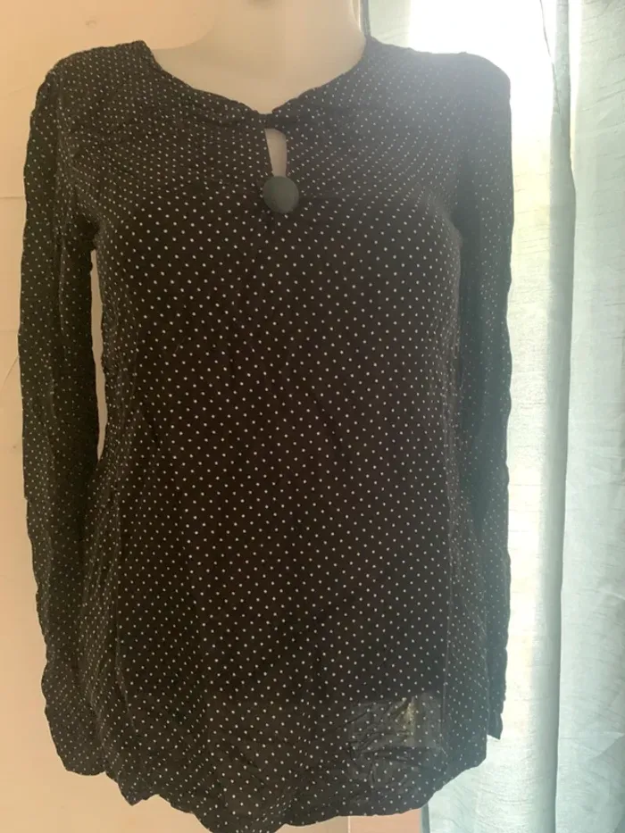 Blouse camaïeu noir à pois blanc taille 40 - photo numéro 3