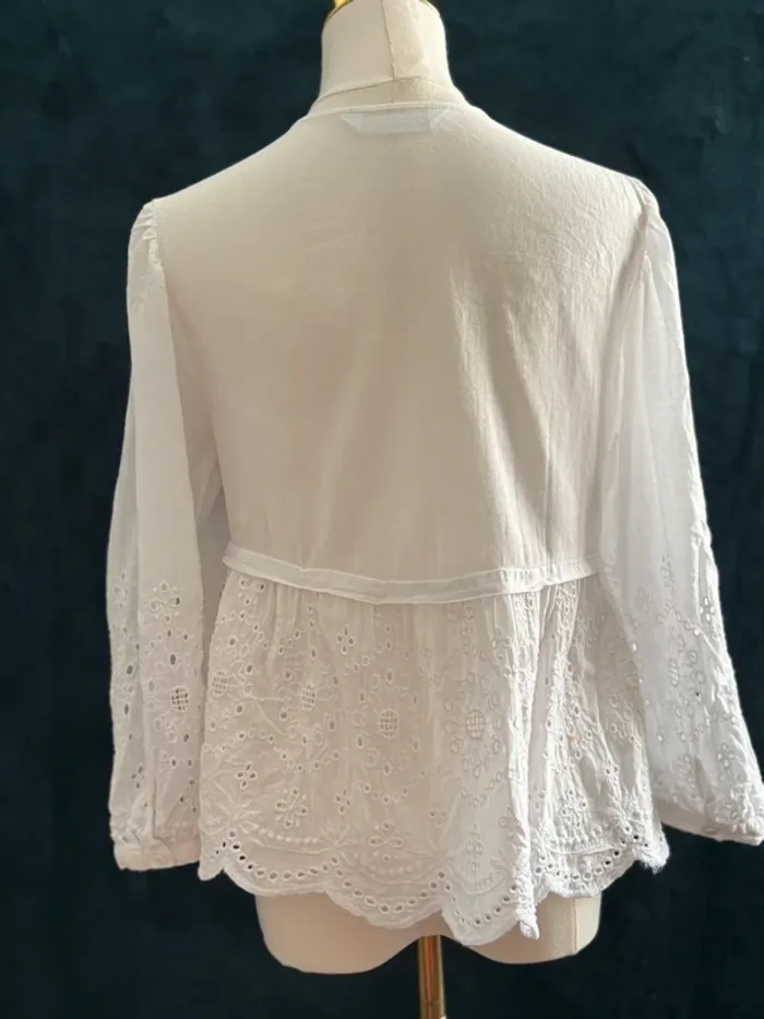 Blouse bohème brodée Zara M – style romantique vintage coton léger - photo numéro 3