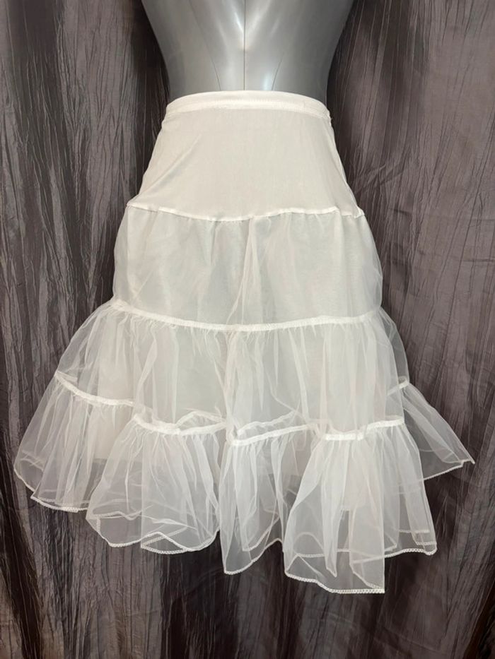 Belle robe pin up noire à pois blanc avec lacets au dos + jupon M/38 - photo numéro 10