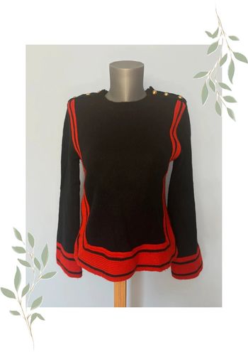 Pull Noir à Bandes Rouges – Alexander McQueen – Taille L 🖤