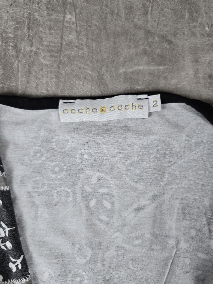 Tunique / Haut Cache Cache Motif Floral Gris Noir Taille 34 - photo numéro 3