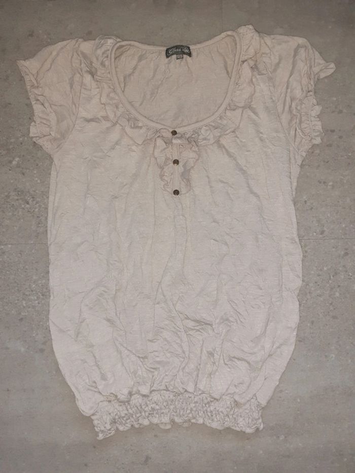 Haut habillé effet froissé beige crème