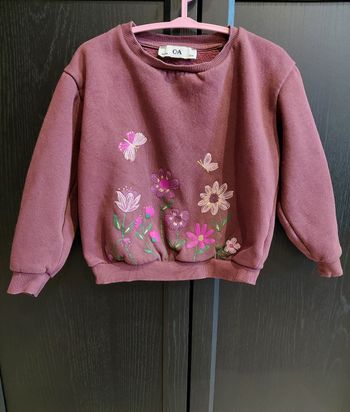 Pull violet papillon et fleurs C&A taille 4 ans