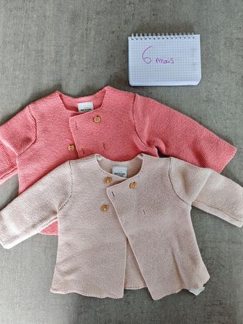 Lot 2 gilets assortis rose en maille