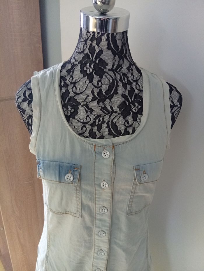 Jolie robe manches courtes style délavé - photo numéro 3