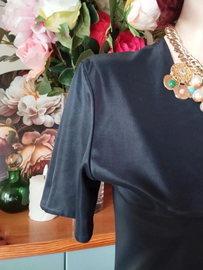 💗Robe Noire Satinée/Irisée Irena Gregori T34/36💗 - photo numéro 4