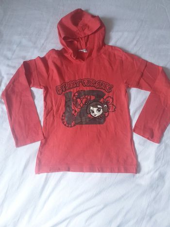 Haut à capuche fille rouge taille 10 ans