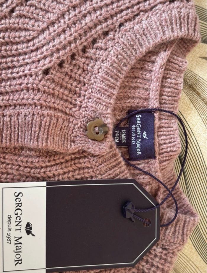 Cardigan en maille ajourée - Taille 12 mois 76 cm - photo numéro 5