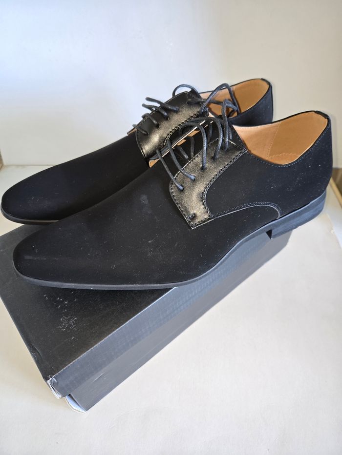 Chaussure derbie  noir daim uomo design  neuve - photo numéro 2
