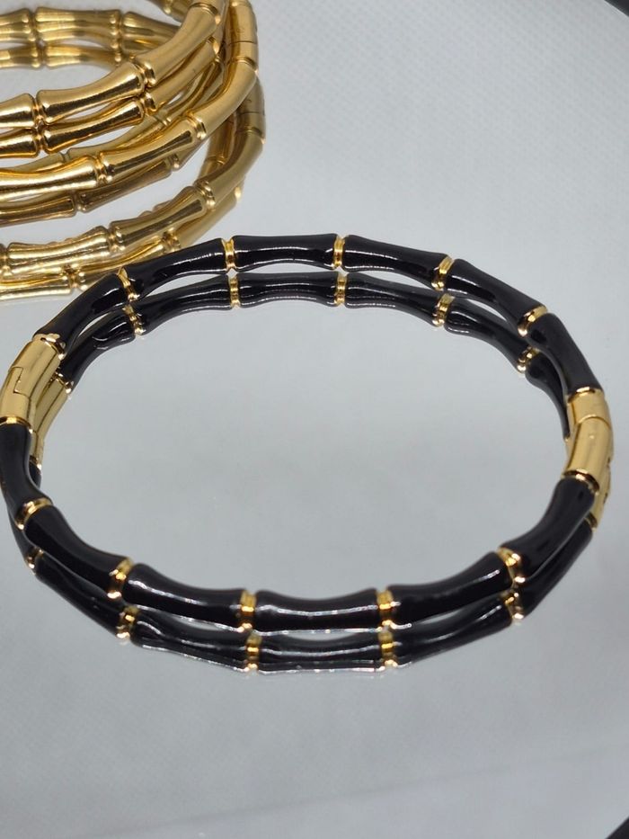 Bracelet forme bambou en plaqué or 18k - photo numéro 2