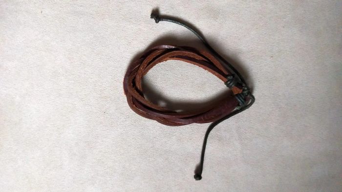 Bracelet cuir lanières croisées – Marron brut - photo numéro 6