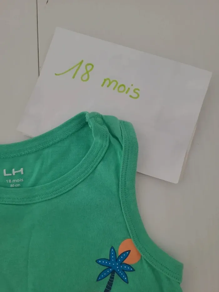 Combishort verte motif tortue taille 18mois La halle - photo numéro 5