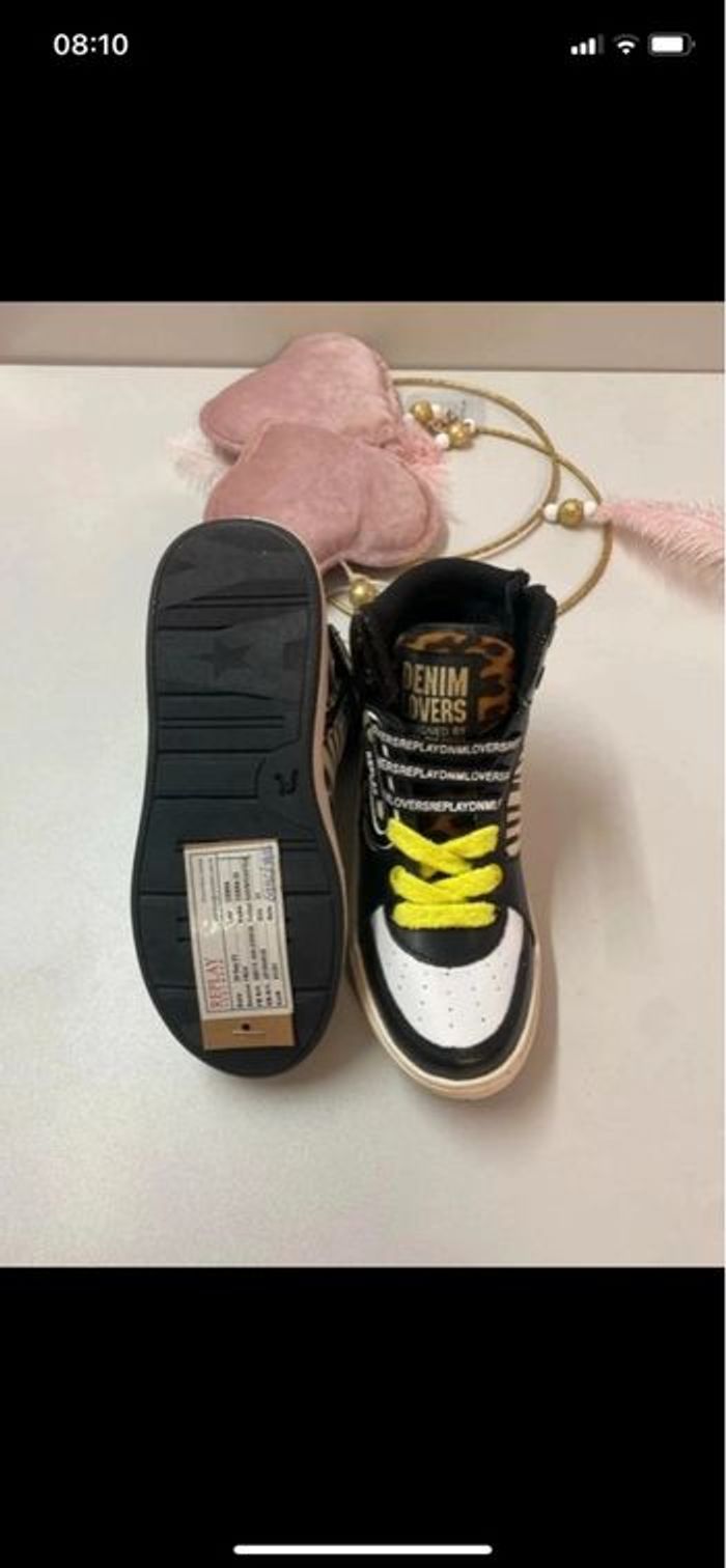 Baskets montantes Replay – Noir, blanc & motif zébré - Taille 31 - photo numéro 2