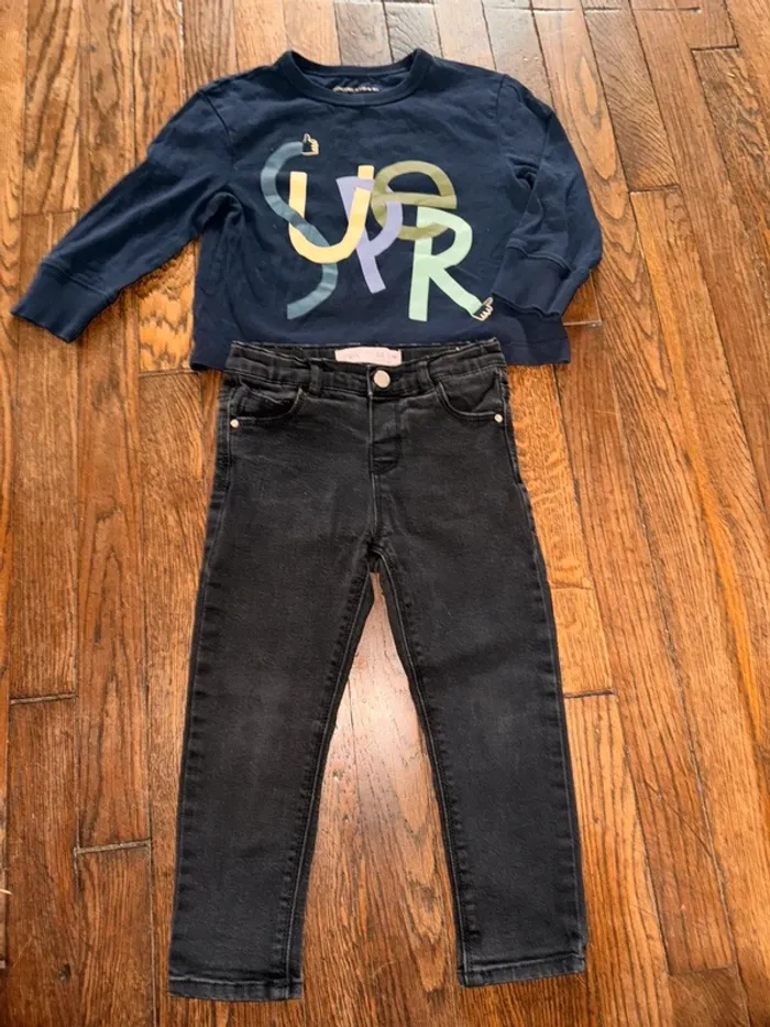 T-shirt Monoprix et jeans Zara 3 ans