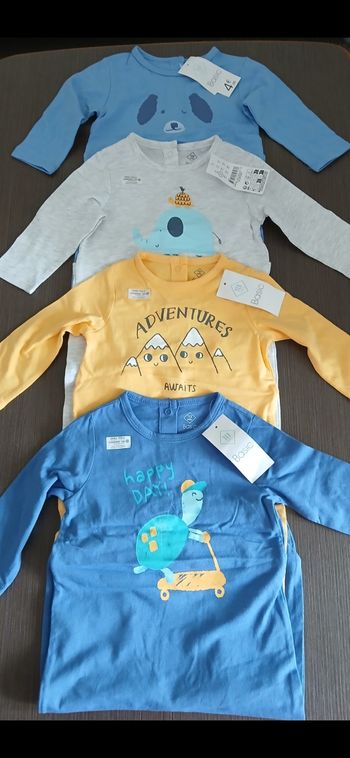 Lot 4 pyjamas garçon en coton tex basic 67 cm 6 mois