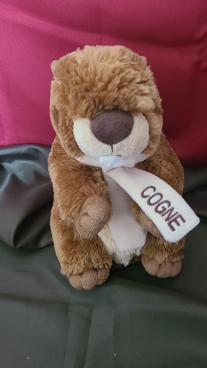 Peluche marmotte CREATIONS DANI Castor écharpe - photo numéro 3