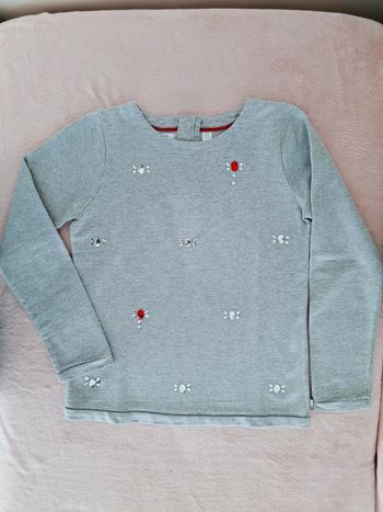 Sweat léger Okaïdi 10 ans gris clair avec strass