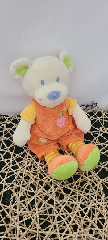doudou Ours MOTS D'ENFANTS doudou salopette orange maison planète oiseau
