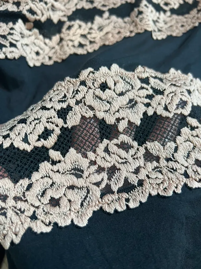 Top épaules nues dentelle roses Coquette Goth Whimsigoth vintage 90s Grunge - Taille M - photo numéro 5
