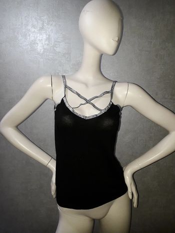 top noir bretelle pailleté argenté no excuse taille 36/38
