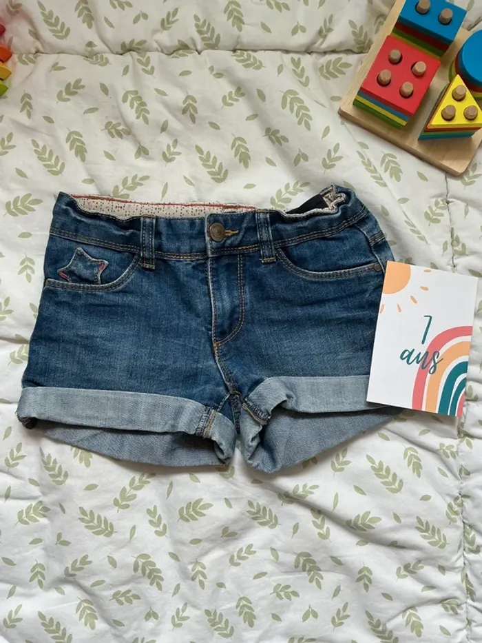 short en jean bleu taille réglable tape à l'oeil 7 ans - photo numéro 2