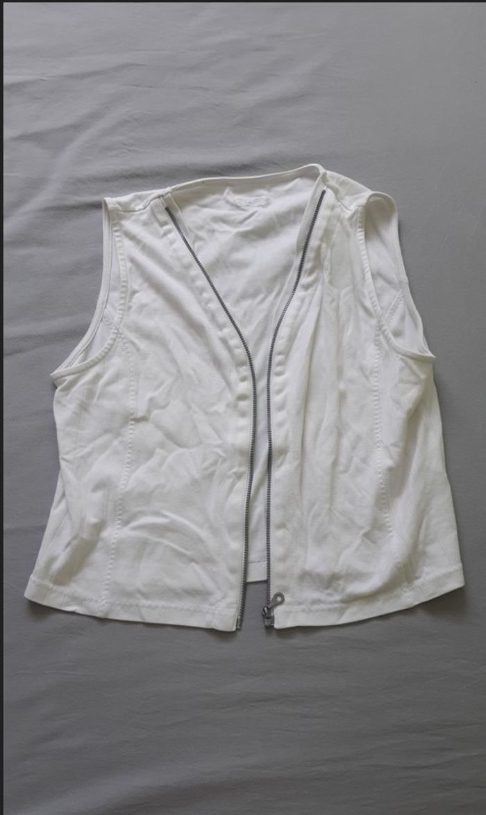 Gilet TBS, taille XS, fin, sans manche, blanc - photo numéro 2