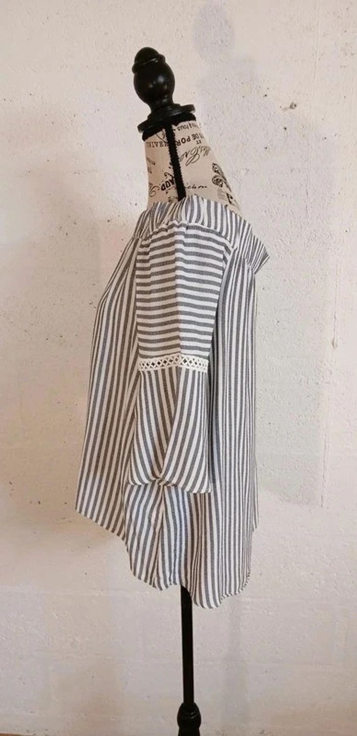 💙 Blouse rayée brodée KOTON – Taille L – Très bon état - photo numéro 4