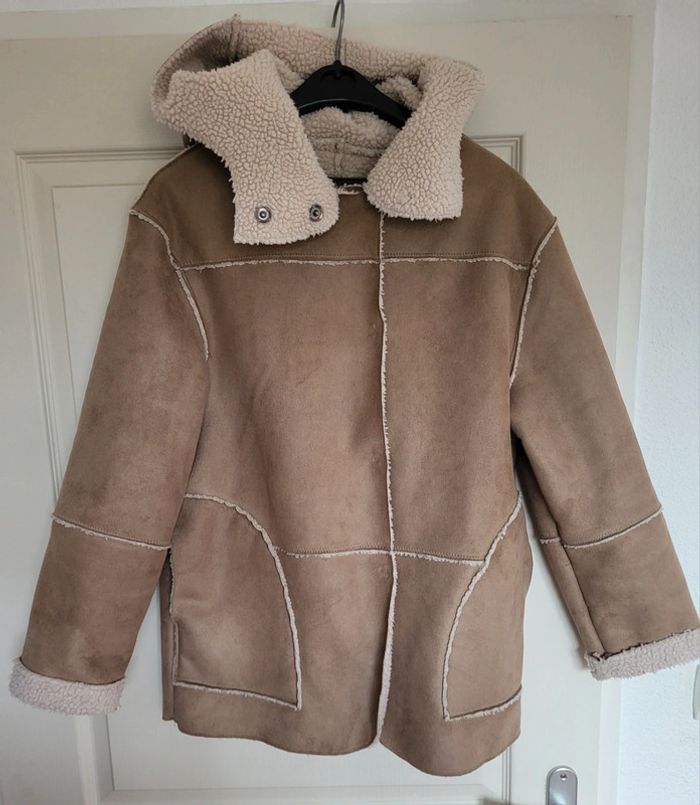 Manteau femme zara fausse fourrure et velours - photo numéro 2