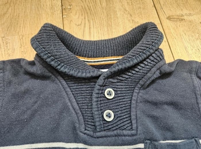 Pull à rayures bleu marine et gris Okaïdi 6 ans - photo numéro 3