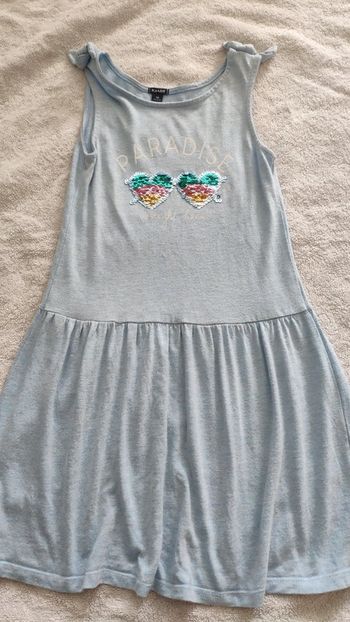 Robe bleu clair Kiabi 8 ans coeur sequins