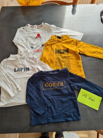 Lot maillots manches longues kiabi 18 mois