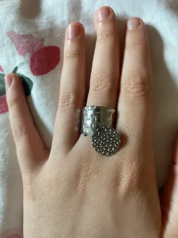 Bague à breloque en acier inoxydable argenté ajustable