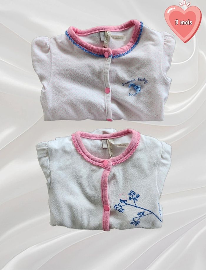 Lot de 2 pyjamas grenouillères fille 3 mois