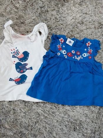 Lot de deux t-shirt bébé fille taille 6 mois été manches courtes