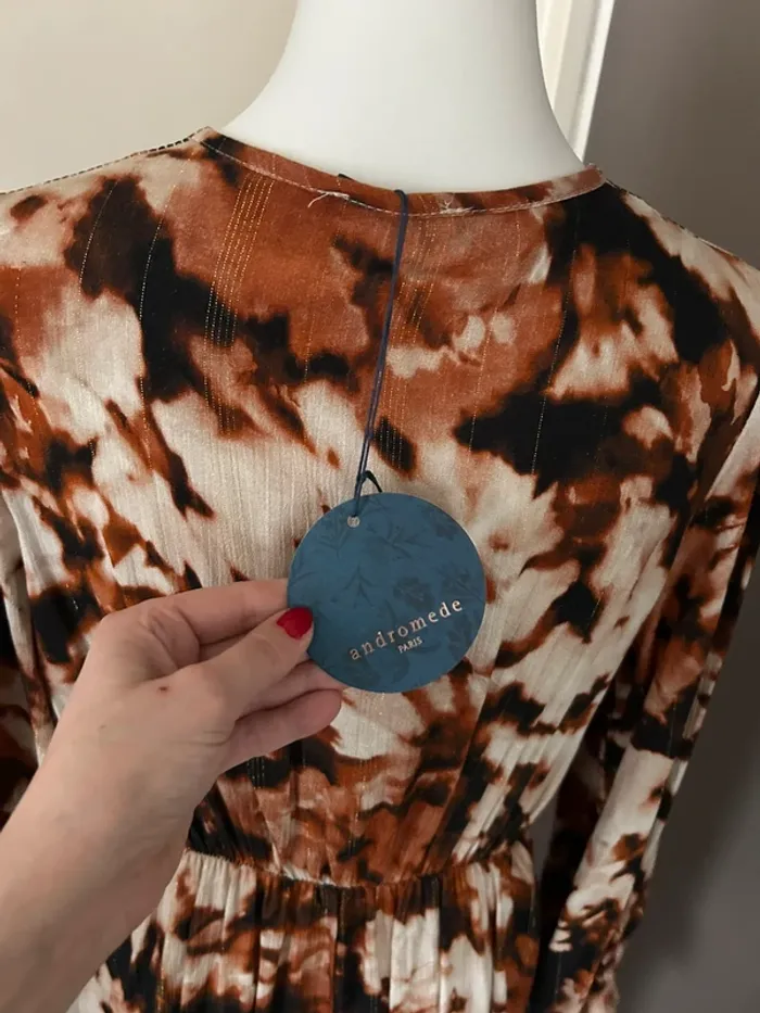 Andromède, robe imprimée, multicolore neuf avec étiquette, taille L/40 - photo numéro 4