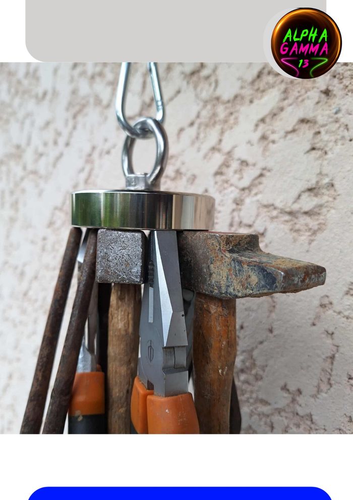 Pêche à l'aimant 300Kg ultrapuissant Ø90Mm+ corde et 2 mousquetons 20M x Ø8Mm - photo numéro 3