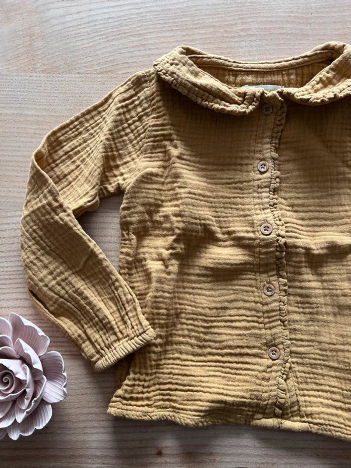 Blouse moutarde gaze de coton 4 ans - photo numéro 2