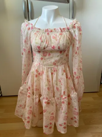 Robe épaule dénudée à volant floral vintage 36 Cider