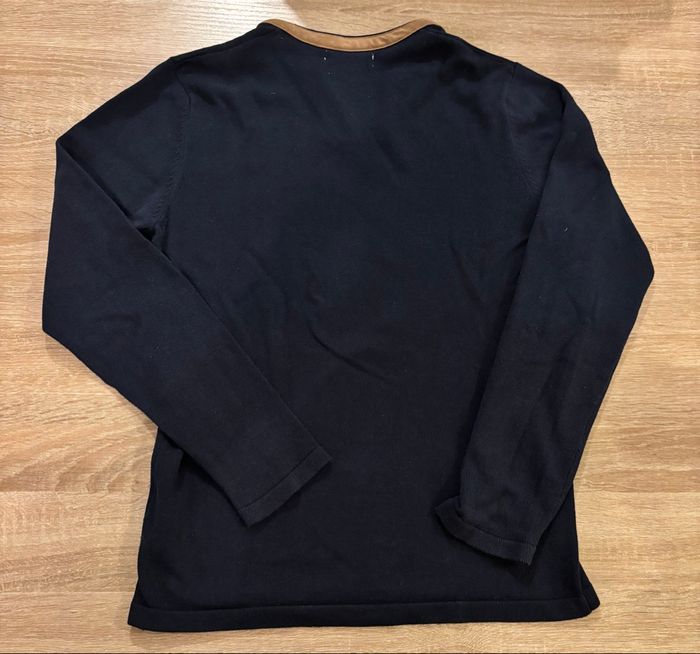 Pull noir Armand Thiery – col boutonné camel – taille S - photo numéro 2