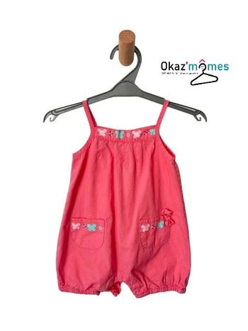 Combishort rose légère à bretelles (papillons) - Kimbaloo 3 mois
