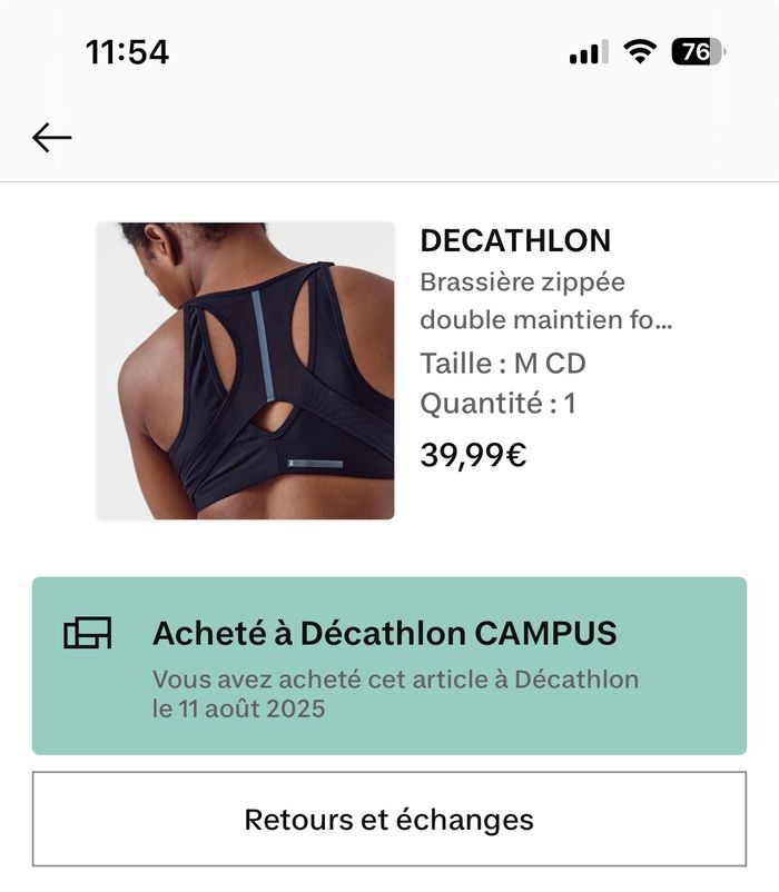 Décathlon brassière zippée double maintien fort T.M - photo numéro 2