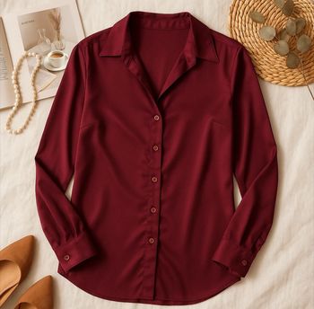 Chemise satinée bordeaux taille M