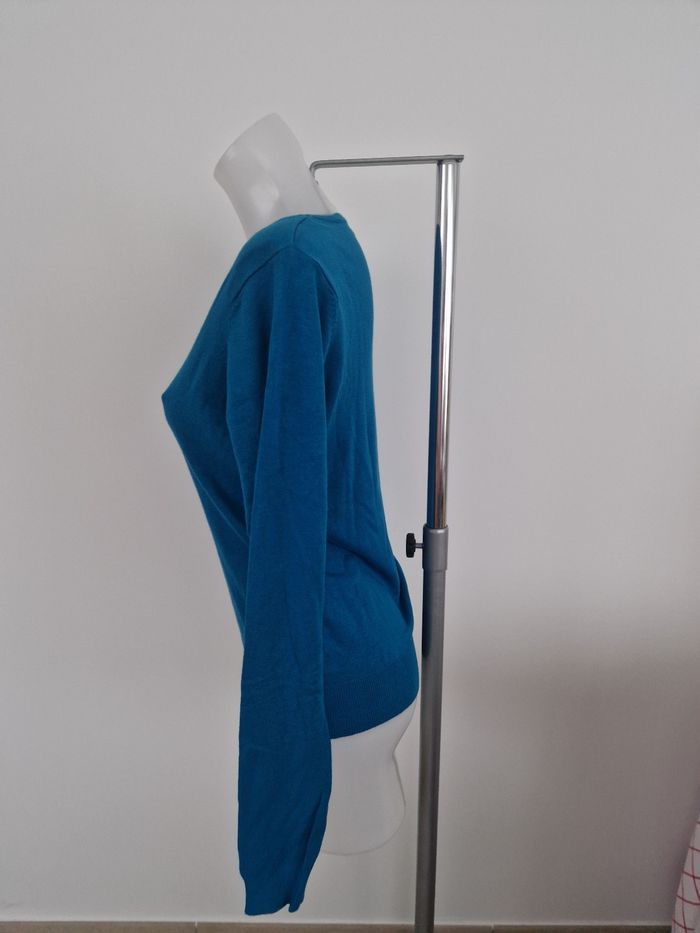 Pull fin col v bleu canard Mim - photo numéro 3