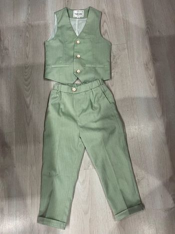 Ensemble gilet garçon 9/10 ans vert sauge